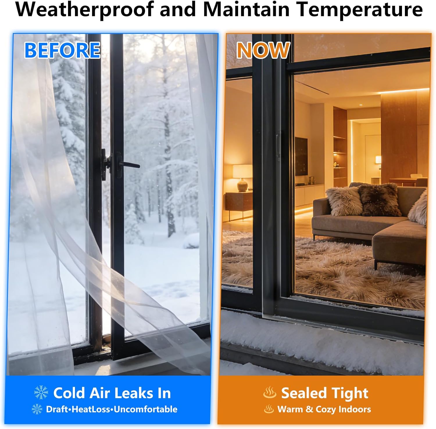 Transparent Window Weather Sealing Tape - 2 Inch x 33 Feet x 20Mils Thick, Indoor Outdoor Insulation Stripping, Waterproof & Air Draft Insulation, No Residue Removable