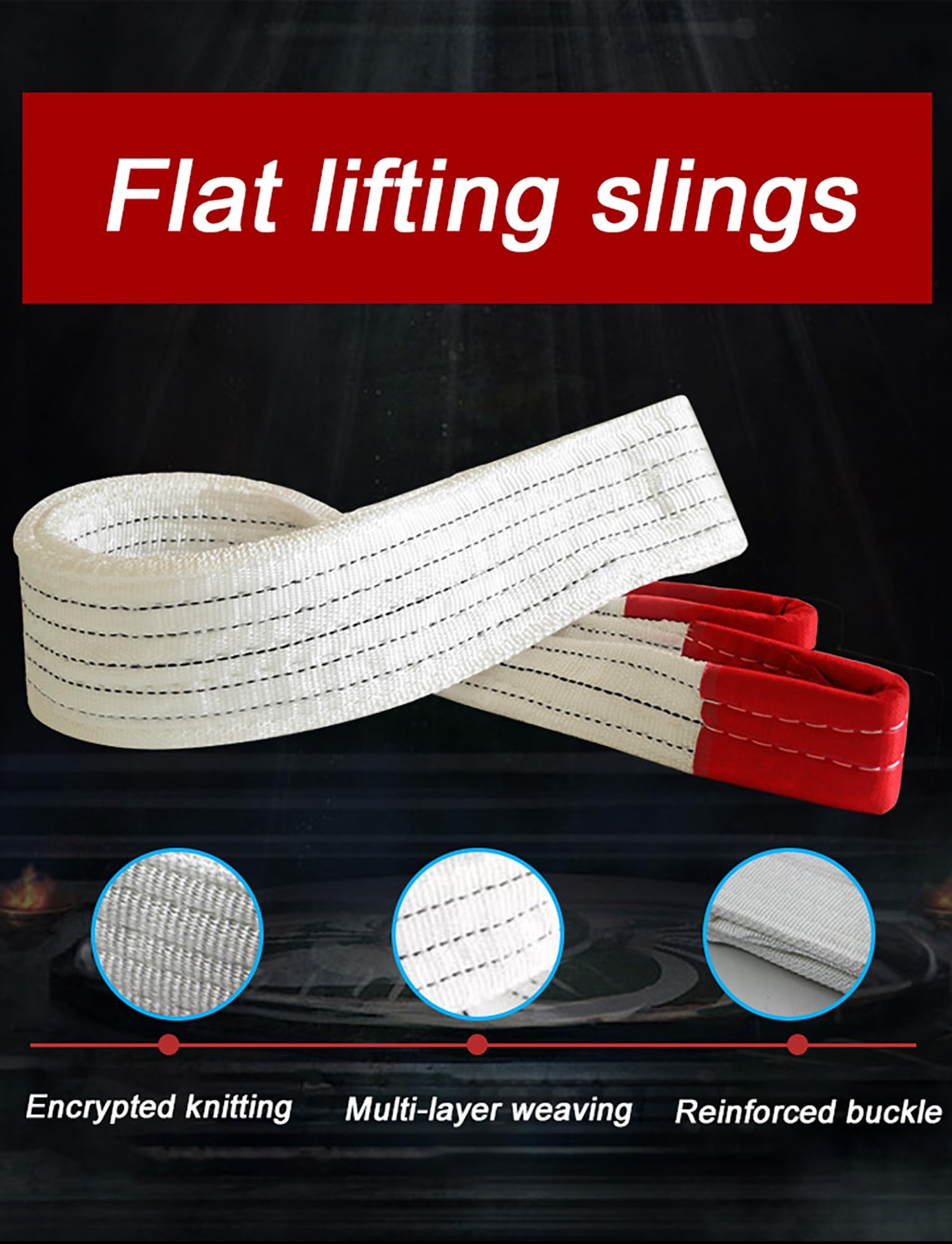 Cinghia di sollevamento a 4 strati, resistente all'usura, for sollevamento gru, sollevamento industriale, cinghia piatta, fune for rimorchio, portata 1-10 t, imbracature di sollevamento(5 tons 4 meter