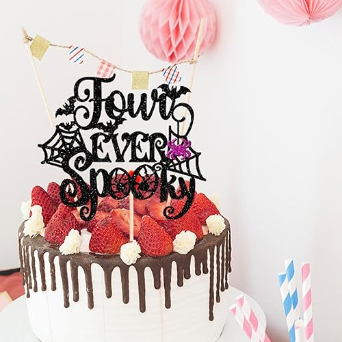 Vista 17 de Rsstarxi 1 paquete de decoración espeluznante para tartas, fantasma, murciélago, araña, decoración de Halloween y primer cumpleaños Diseño 4