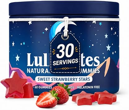 Lulla-By Natural Sleep Gummies, Simple and Convenient Formula for Everyday Use, Vegan - Halal - Sugar, Gluten Free - Sweet Strawberry, 60 Gummies - 30 Servings 1 Pack