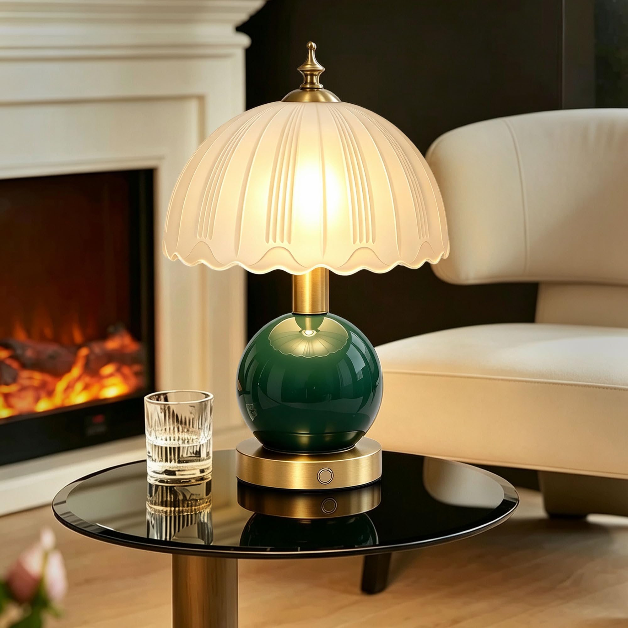 View 1 of [DAMAGED] GUANBAY Vintage Green Ceramic Table Lamp