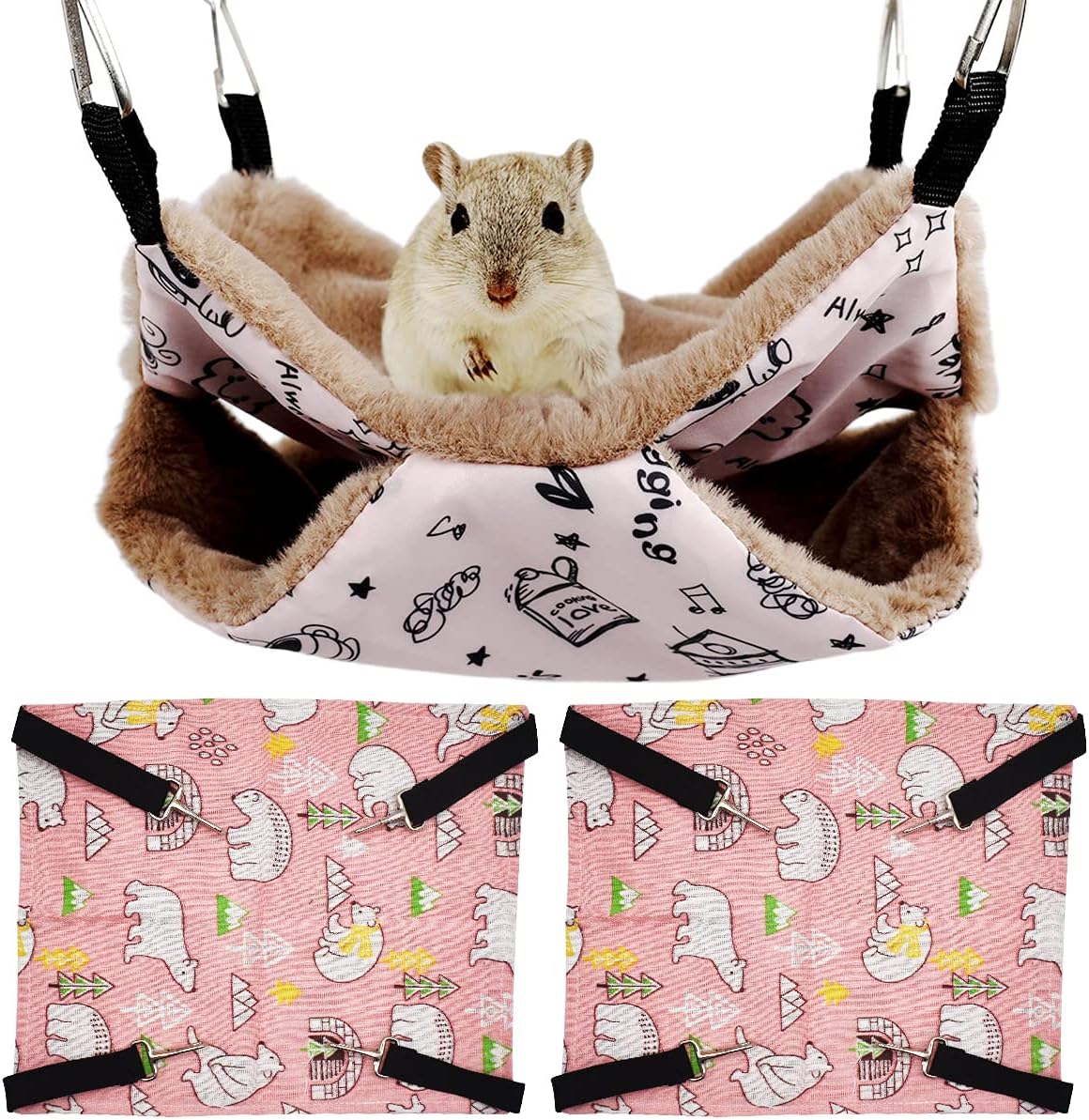 Hamster Hammock,Guador 2 Pcs Small Animal Sleeping Nest Warm Plush Cave