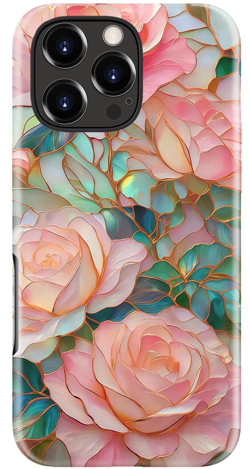 Goodon for iPhone 17 Pro Max Case Cute, Preppy Floral Design,Slim Silicone Protective Hard Cover, Wireless Charging Compatible Aesthetic Glossy Y2K Phone Cases for Women Girls, Marbled Floral Veins — view 78