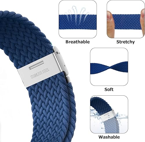 Miniatura 2 de Nepfaivy Compatible with Apple Watch Band - 38mm 40mm 41mm Braided Stretchy Sport Band for Apple Watch Series SE 8 7 6 5 4 3 2 1, Women Men Nylon