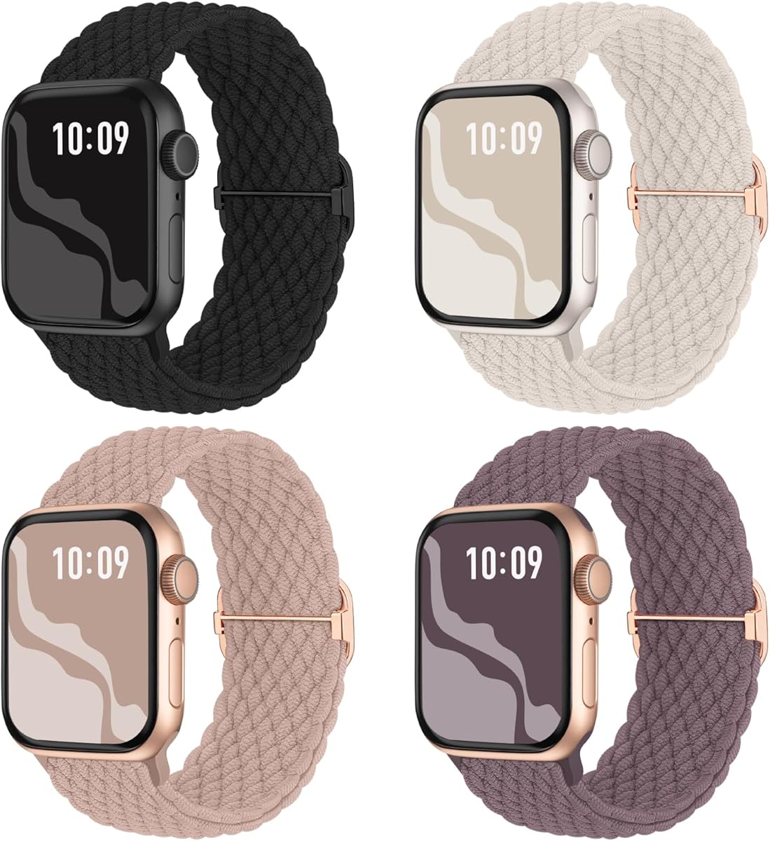 Braided Stretchy Solo Loop Compatible for Apple Watch Band 38mm 40mm 41mm 42mm 44mm 45mm 46mm 49mm for Women Men, Nylon Elastic Straps Wristbands for iWatch Series 10 9 8 7 6 SE 5 4 3 2 Ultra Ultra 2