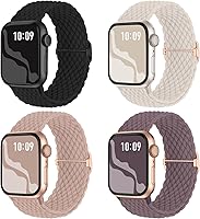 Suitisbest Braided Stretchy Solo Loop Apple Watch Band 38-49mm Nylon Elastic Straps for Series 11-1 SE Ultra Women Men 4-Pack