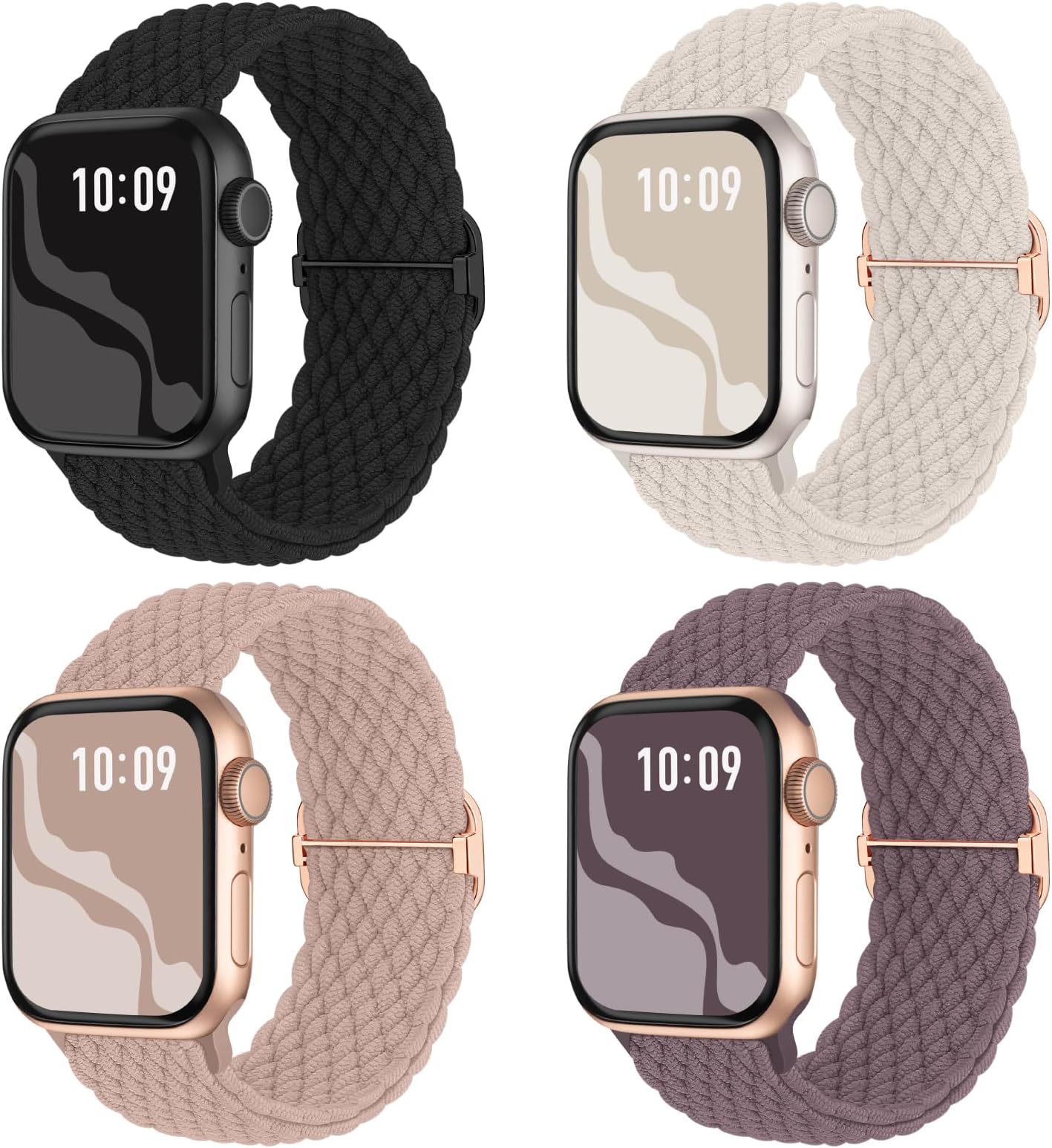 Braided Stretchy Solo Loop Compatible for Apple Watch Band 38mm 40mm 41mm 42mm 44mm 45mm 46mm 49mm for Women Men, Nylon Elastic Straps Wristbands for iWatch Series 11/10 9 8 7 6 5 4 3 SE/Ultra 3 2 1