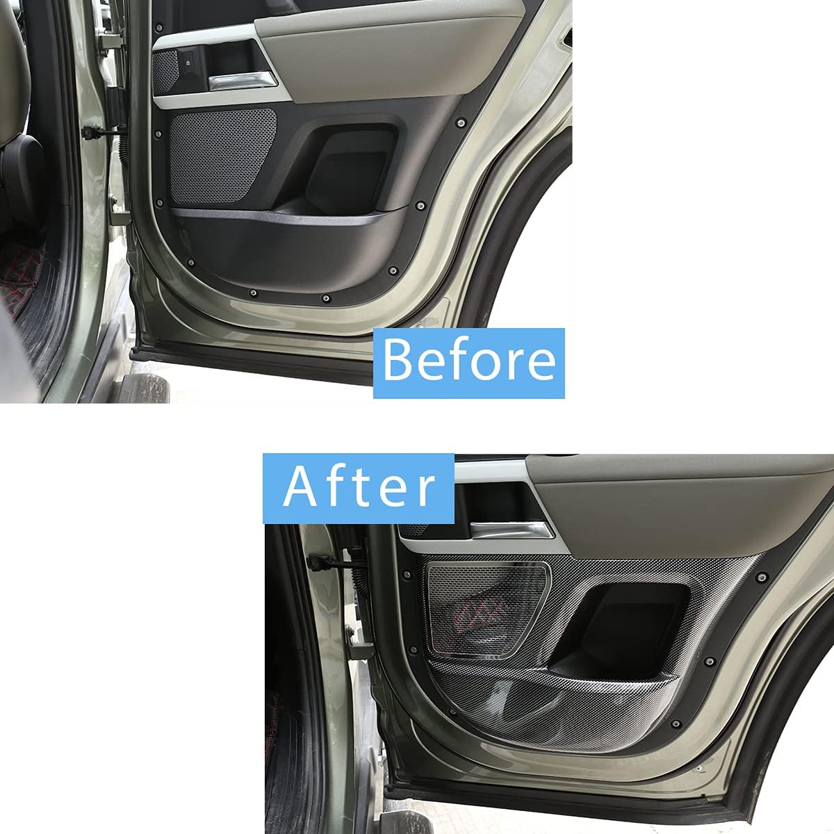 Car Interior Door Anti Kick Panel Cover Trim For Land Rover Defender 2020 2021 (Carbon Fiber Style)