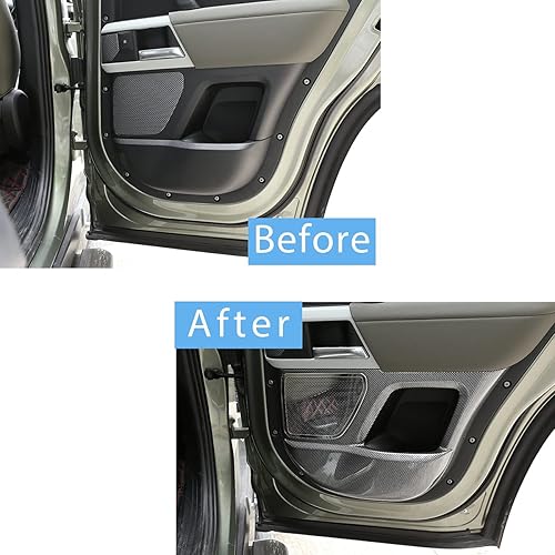Miniatura 2 de CHEYA puerta interior del coche anti Kick Panel cubierta TRIM para Land Rover Defender 2020 2021 (estilo fibra de carbono)