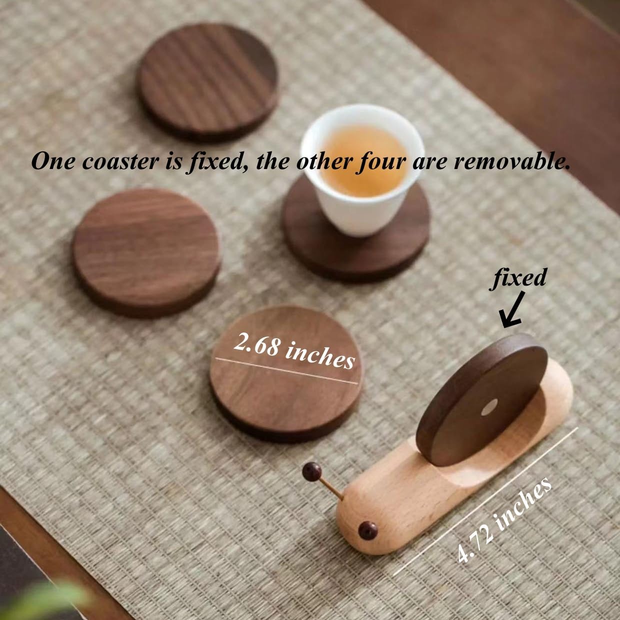 Black Walnut Cartoon Snail Creative Tea Coaster, Heat Insulation Ornaments Wooden Coaster,Wooden Coasters for Coffee