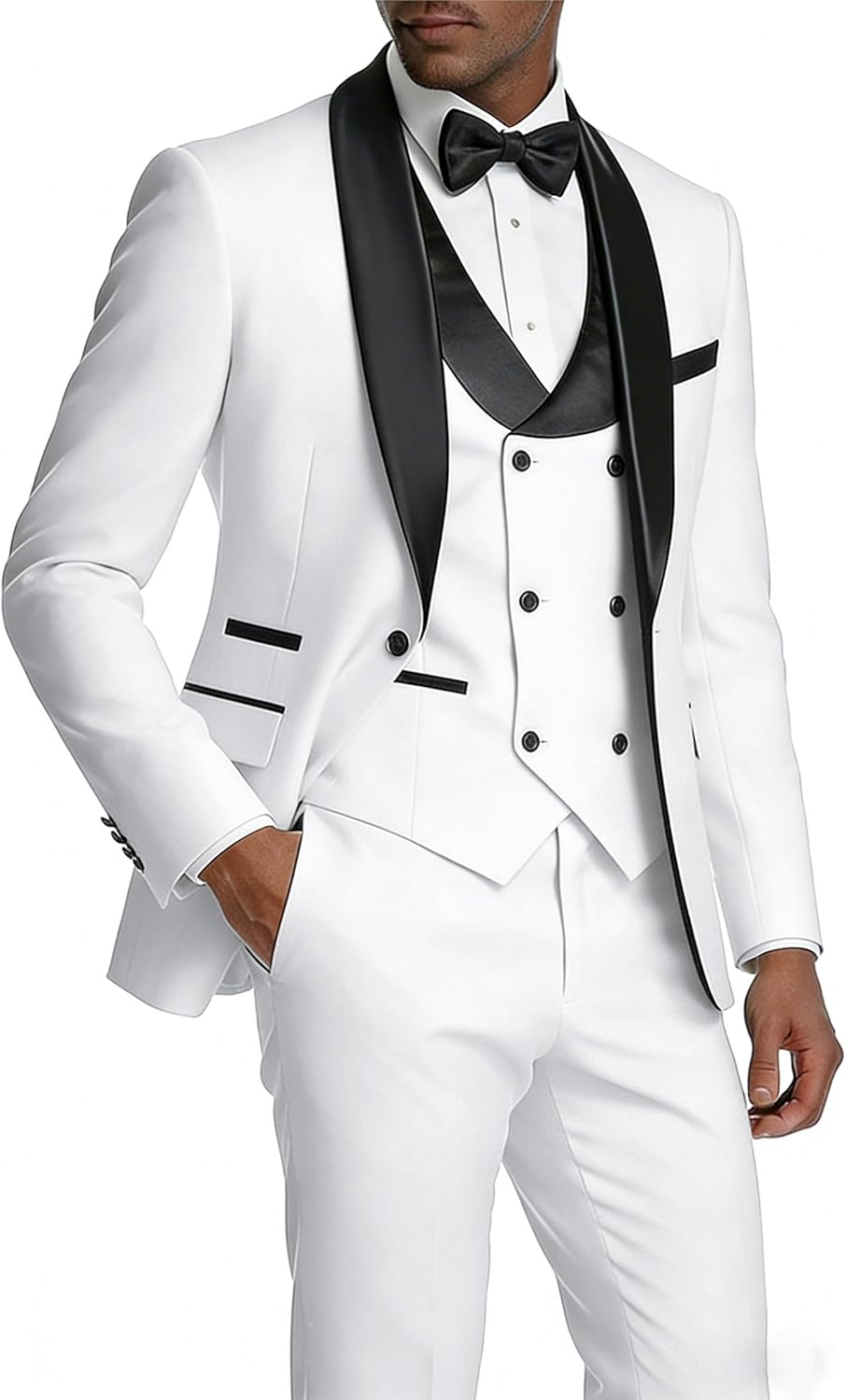 Suits for Men Slim Fit 3 Piece Mens Suit Shawl Lapel Jacket Vest Pants Formal Wedding Prom Men's Tuxedo Suit Set