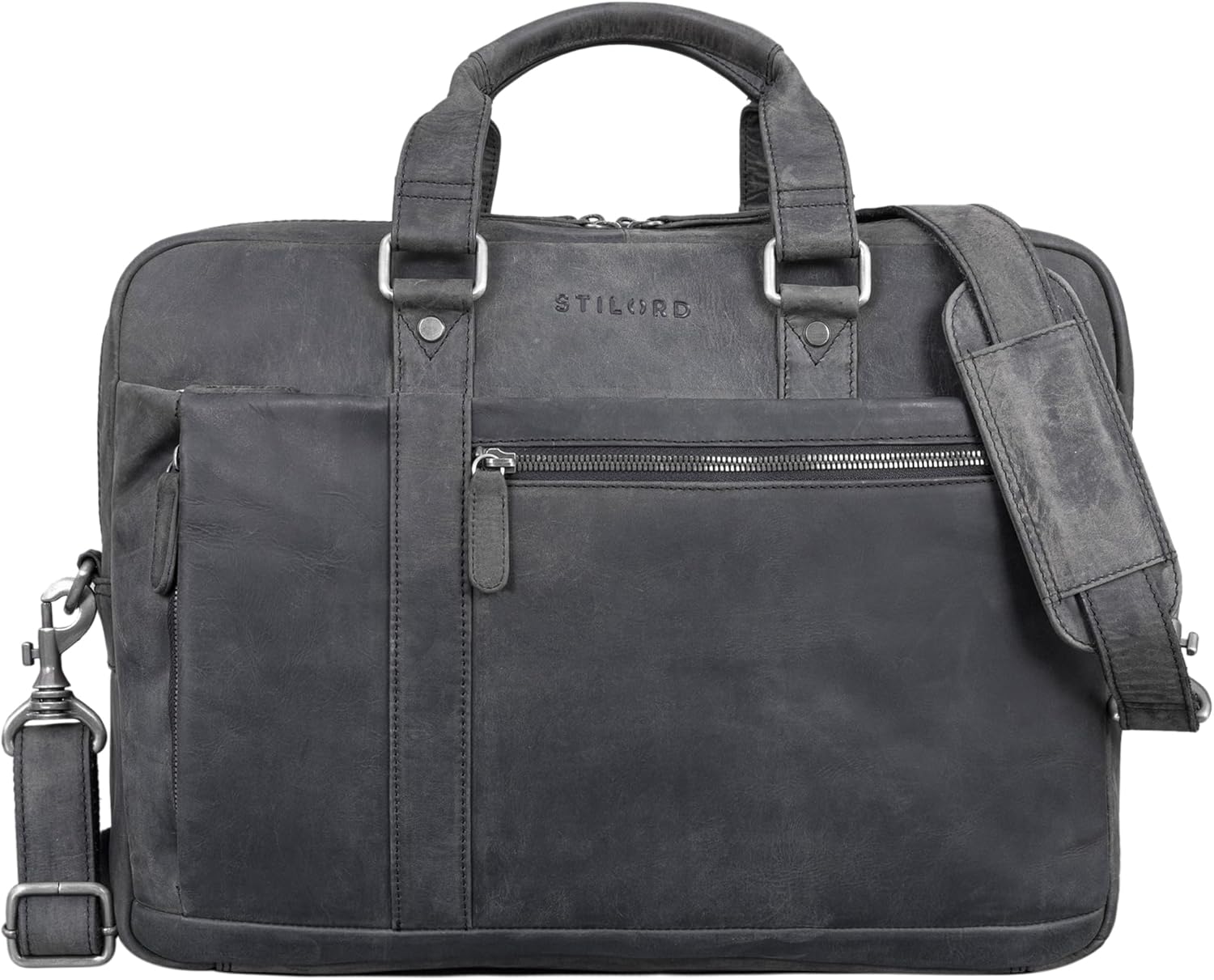 STILORD Vintage Schoudertas Leder Vrouwen Mannen Grijs