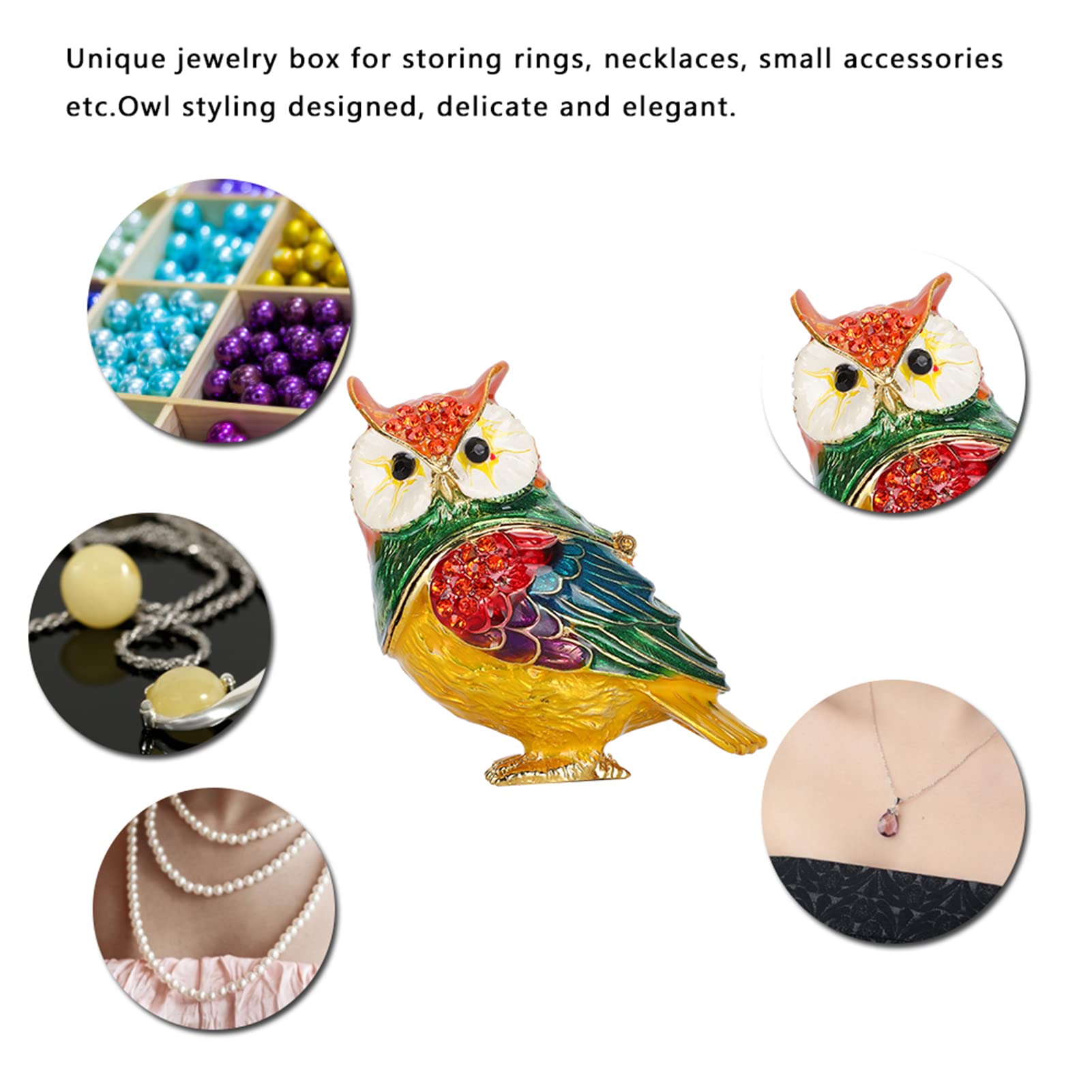 Eule Graving Box, Scharniere Schmuck Box Eule Figur Scharnier Display Halskette Schmuck Organizer Sammlung Tierfigur Home Dekorative Handwerk Schmuckschmuckboxen