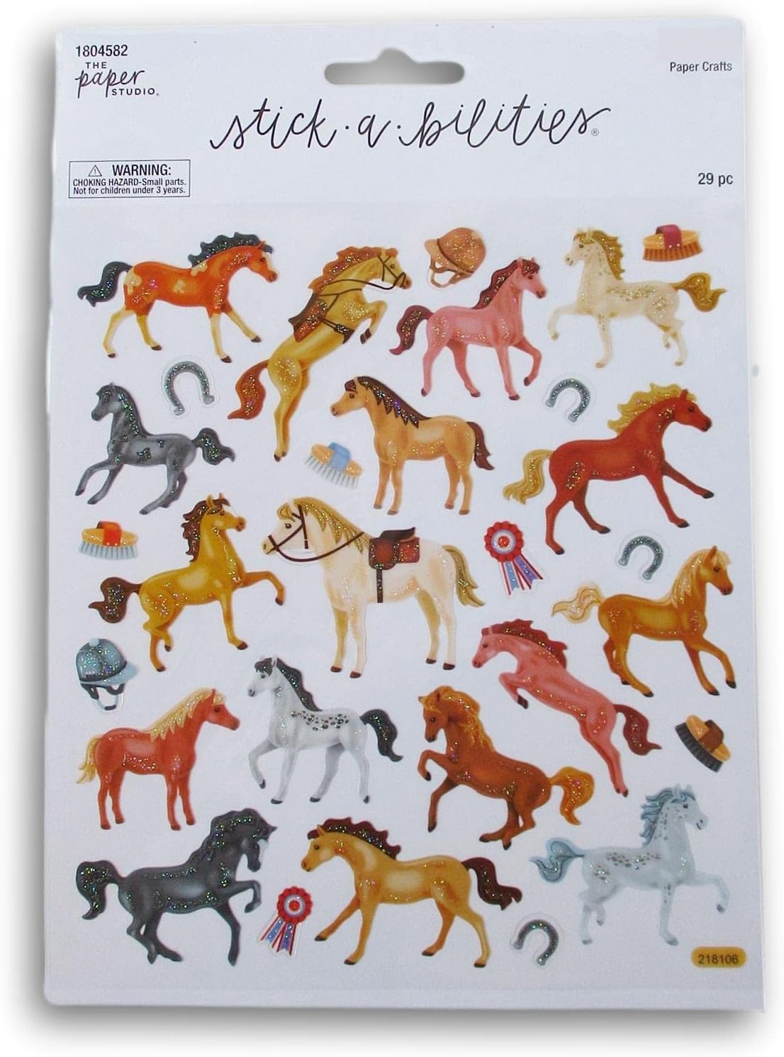 Craft Supply Horse Stickers - Glitter Adhesive Decals for Crafts & Scrapbooks - 29 Pieces, (1804582)