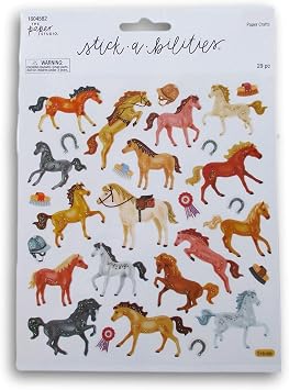 Craft Supply Horse Stickers - Glitter Adhesive Decals for Crafts & Scrapbooks - 29 Pieces, 1804582