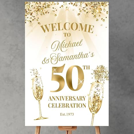 Amazon.com: Wedding Anniversary Welcome Sign Any Year Golden