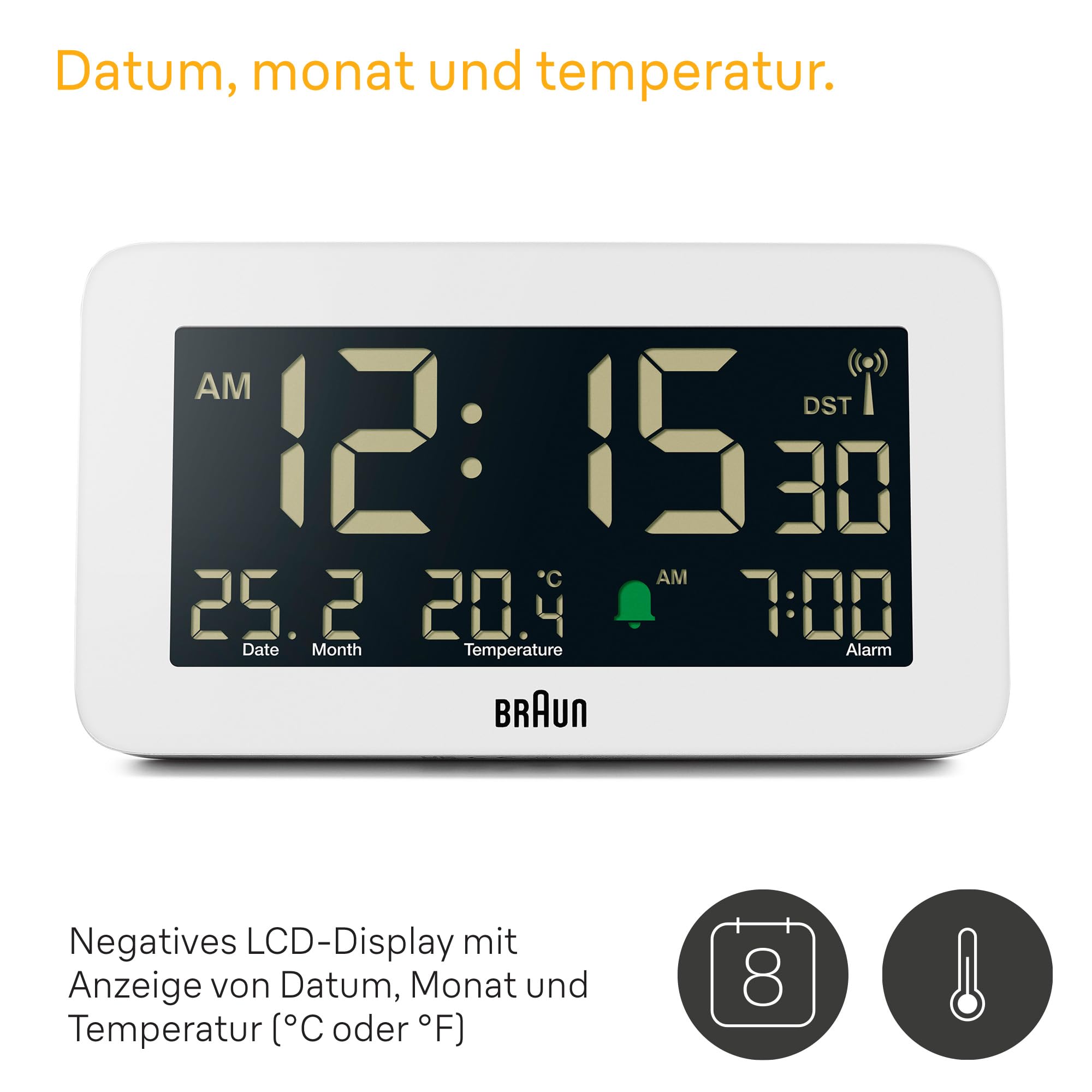 Braun Clock digital Wecker BC10W-DCF