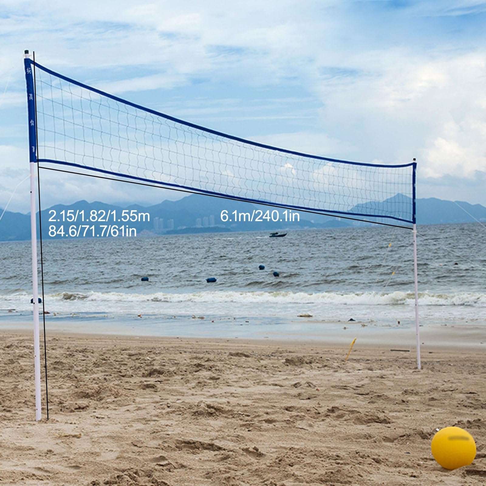 con Postes De Aluminio De Altura Ajustable, Uso Recreativo En El Jardín O En La Playa, Red Voley Piscina Portatil, Red De Voleibol Portátil