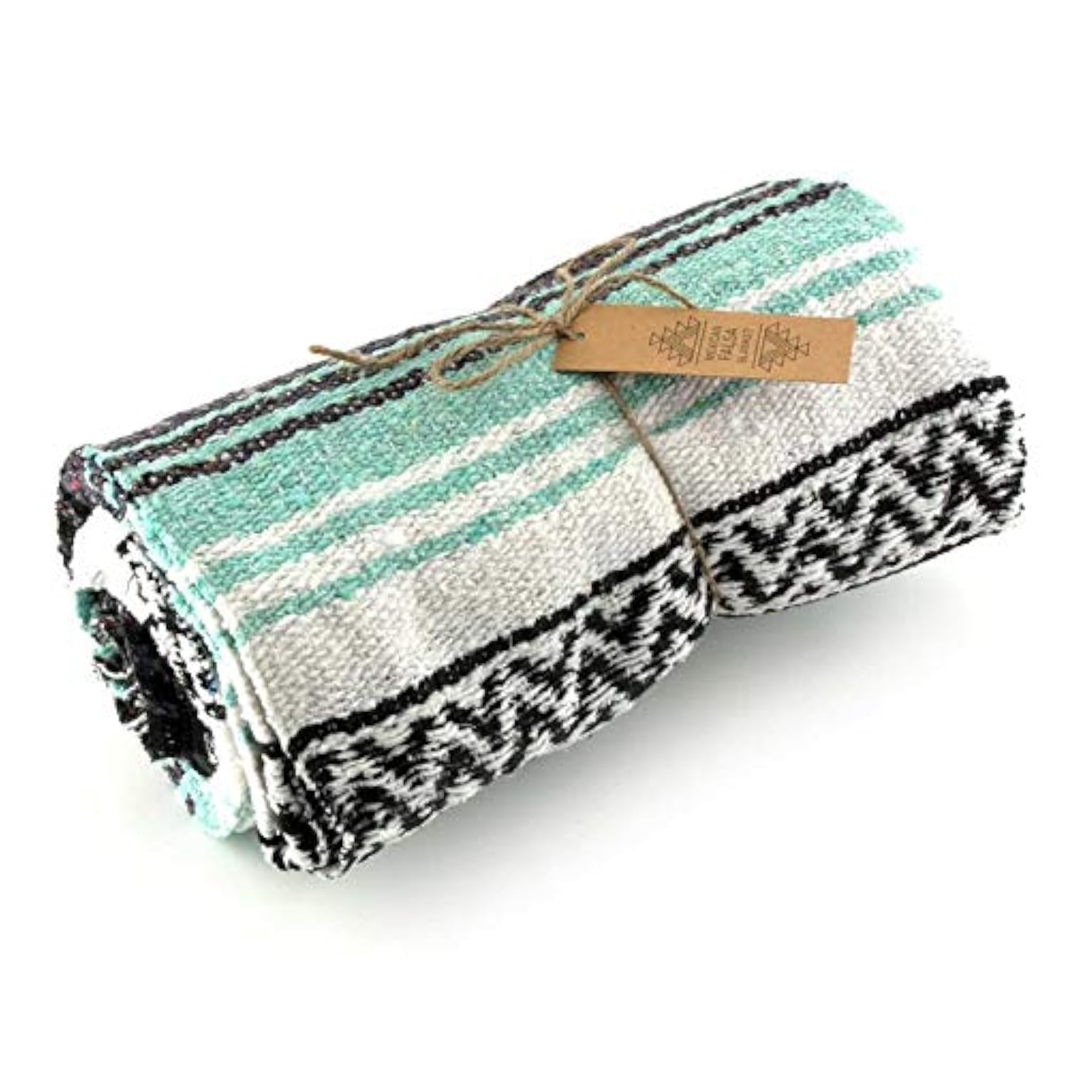 Oh Yeah Mexican Falsa Blanket | Boho Festival Mexican Blanket or Throw 120 x 185 cm (Green Tea)
