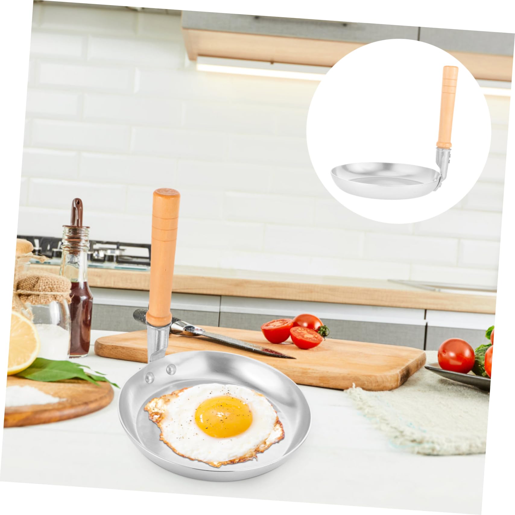 Hemobllo 2 Pezzi Padella Per Frittate Padella Antiaderente Cucina Frittura Panne Di Frittate Padella D'uovo Piccolo Omelette Pan Padelle Per Uova Antiaderenti Padella in Acciaio Di Legno