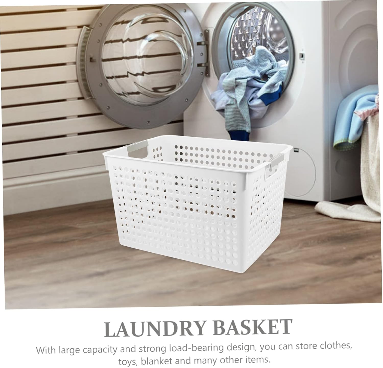 VALICLUD Large Capacity Laundry Basket Plastic Washing Clothes Hamper for Home Office School Storage Organizer with Smooth Surface for Scratch Use