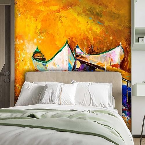Miniatura 2 de Papel Tapiz para Pared De Sala Elegante Multicolor Self Adhesive Contact Paper Landscape Simulate Oil Painting Cabinet Paper Renter-Friendly (W) 59"