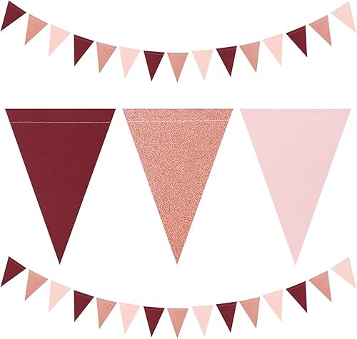 Miniatura 10 de Decoraciones de fiesta azul rey y dorado paquete de 2 banderines de papel triangulares decoración de baby shower despedida de soltera boda