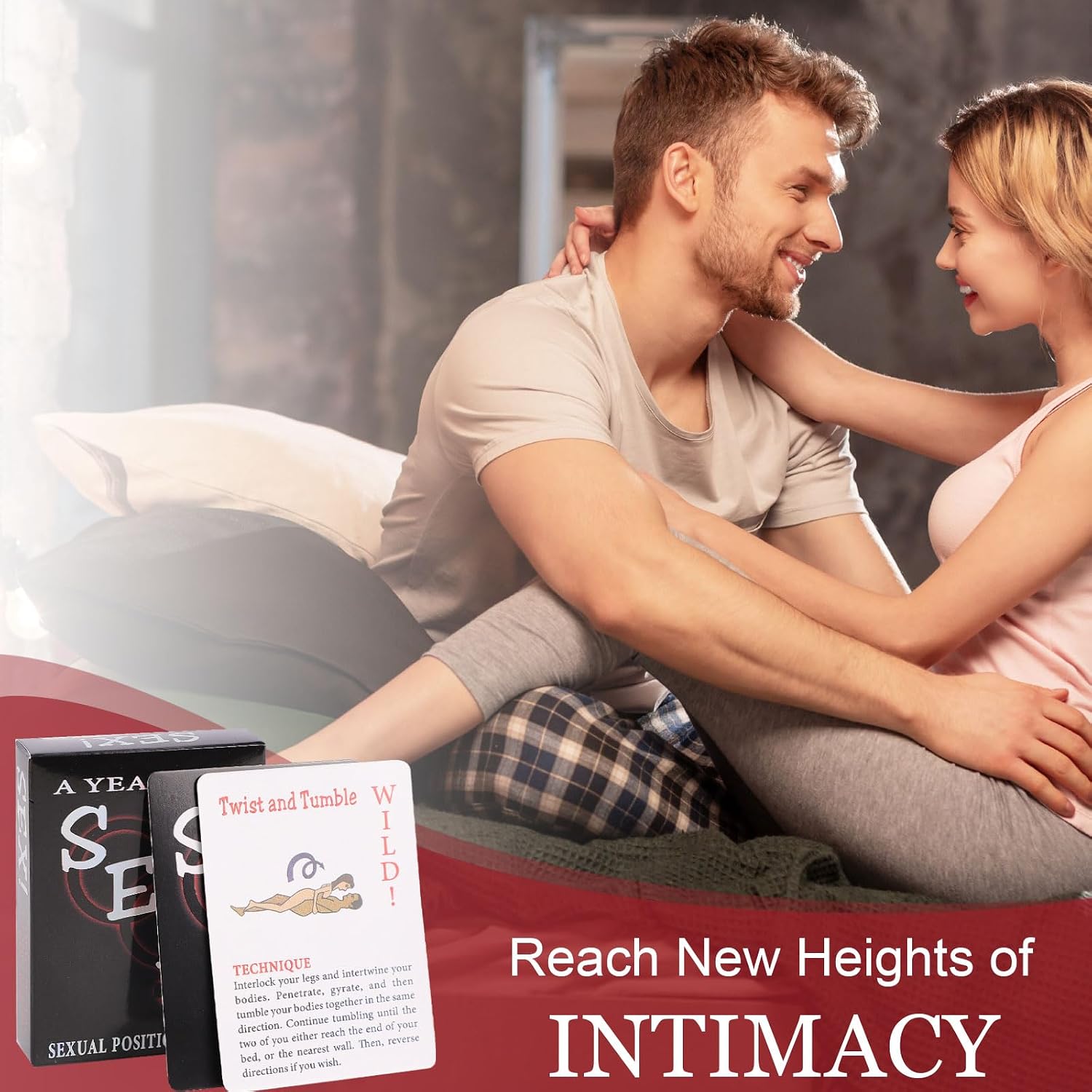 Sex Position Cards,Date Night Sex Card Couple Game Cards, Adventurous Playing Card Game for Couples,Romantic Position Cards Bedroom Games for Couples