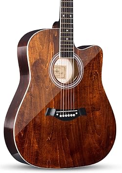 Classical Guitar, Fearless 6 Steel String Veneer Acoustic Guitar, with Case and Accessories Portable Travel GuitarSize41 inches,Color#B