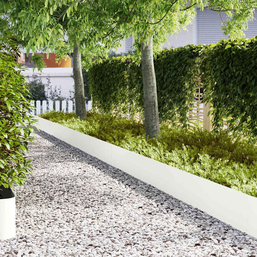 Lot de 20 bordures de pelouse en métal blanc en acier revêtu par pulvérisation pour jardin, 100 x 0,05 x 30 cm, bordure de pelouse robuste pour parterre de fleurs et aménagement paysager