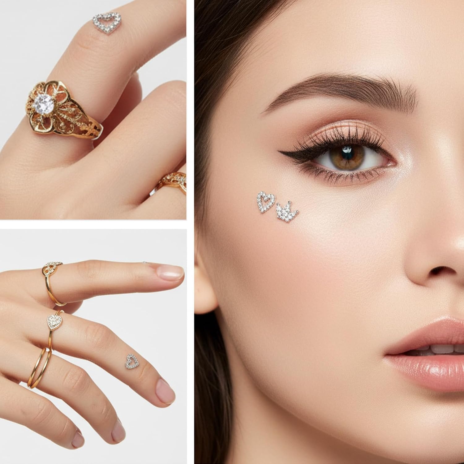 2Pcs 14G Cubic Zirconia Dermal Anchor Tops and Base 316L Surgical Steel Heart-Shaped and Crown-Shaped Dainty Crystal Microdermals Body Piercings Studs Body Piercings Jewelry Gift for Women Men