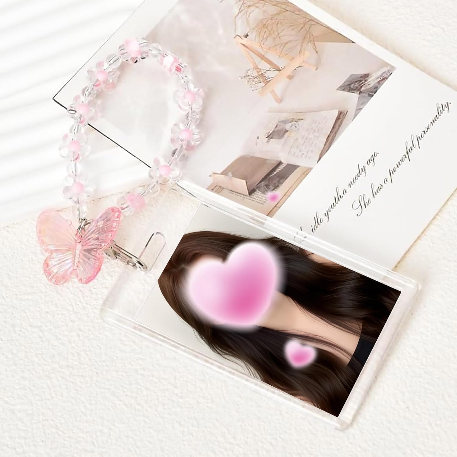 2 Sets Photocard Holder,Kpop Photocard Holder,with Creative Butterfly Chain Keychain for Easy Access to Cards,Suitable for Kpop Album Cards,Fun Gifts for Friends
