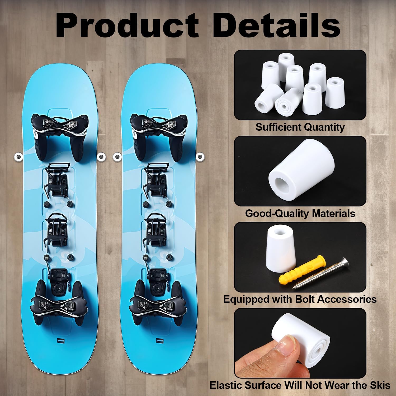 lasuroa 8pcs Vertical Ski Hanger, Ski Wall Mount Holder Gravity Grabber Wall Mount Ski Rack with Screws Expansion Anchors Snowboard Storage Accessories to Store and Display Your Ski Snowboard(White)