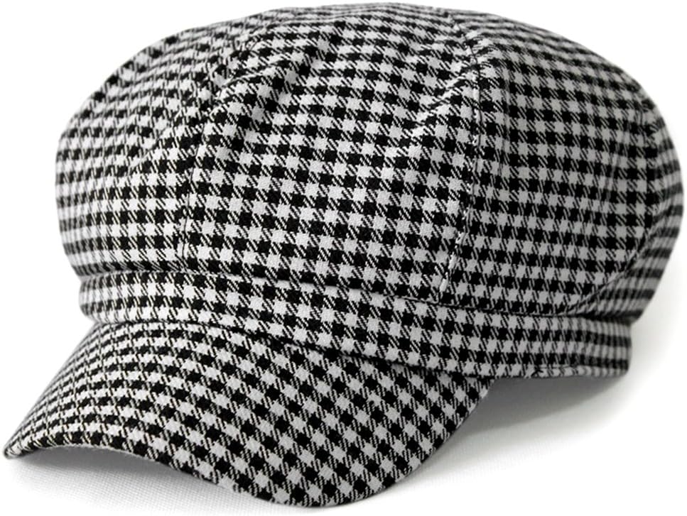 Locomo Women Newsboy Cap Check Houndstooth Tartan Plaid Pattern
