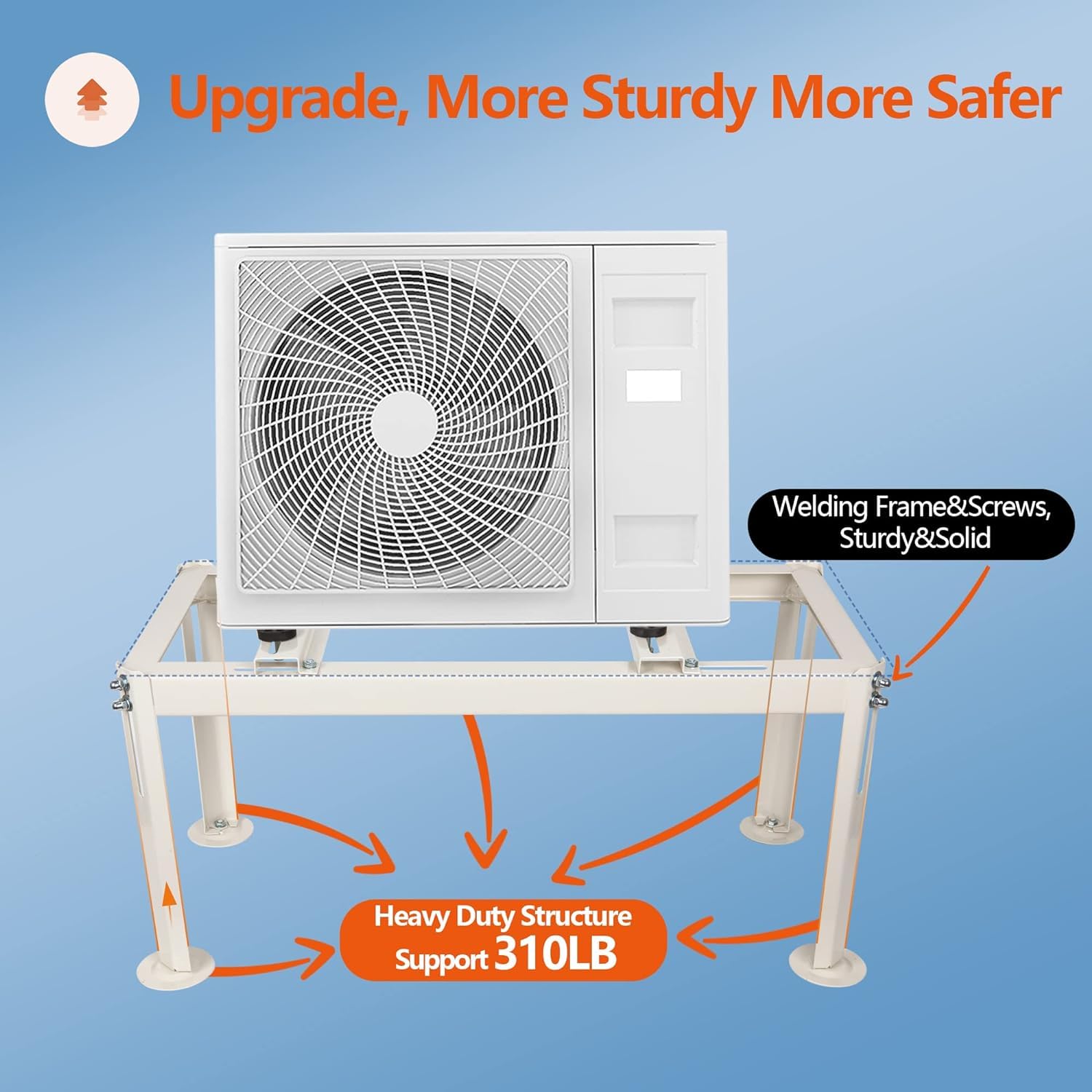 Cherbowing Pompa di calore Supporto da pavimento Condizionatore d'aria Console da pavimento Supporto per condizionatore d'aria Rack fino a 140 kg 9000-24000 BTU GS 380