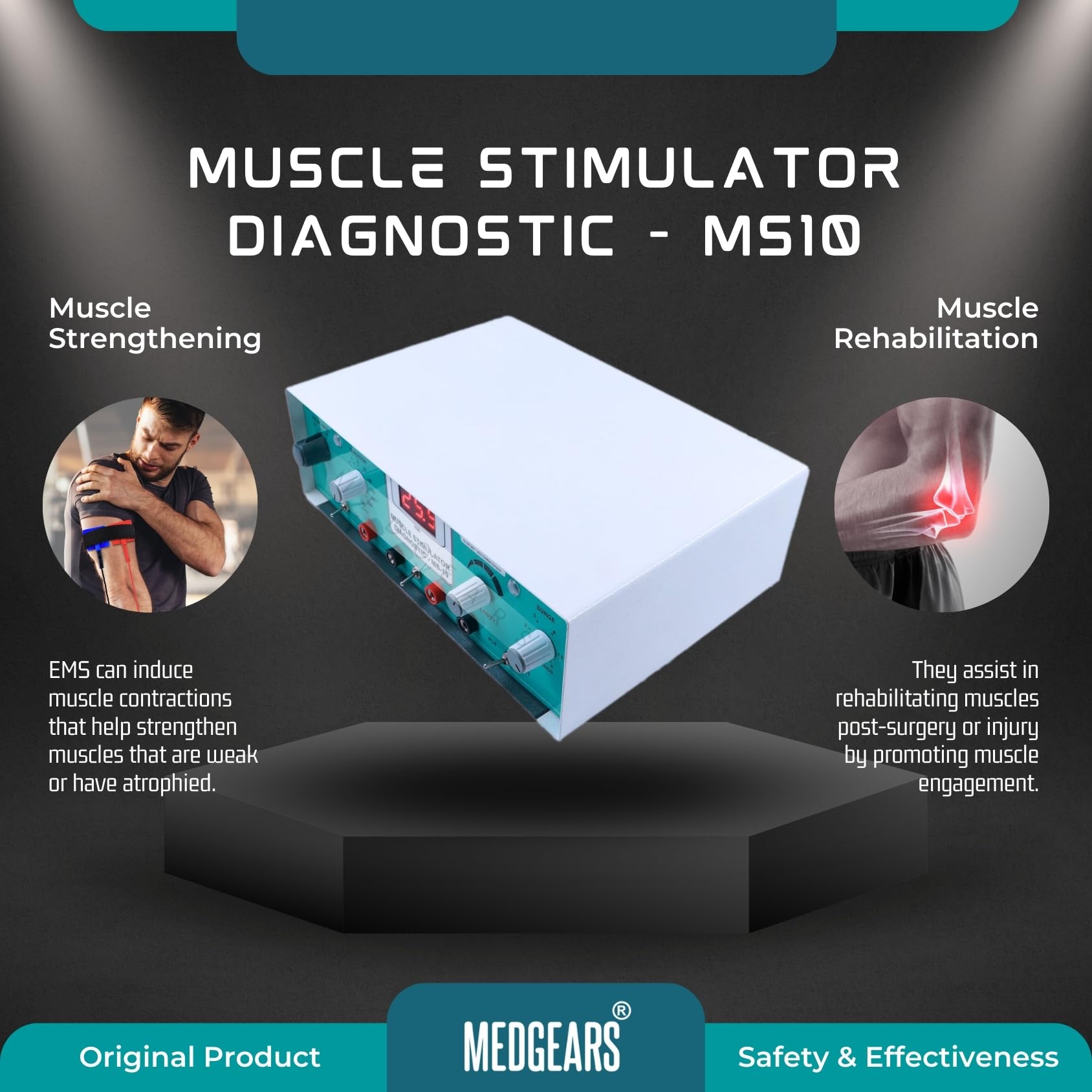 Physiogears Muscle Stimulator 4 Channel with 4 Pin Electrotherapy Machine for Physiotherapy 4 Channel with Timer faradic and galvanic Muscle stimulator diagnostic stimulator 4 Channel abs stimulator 2