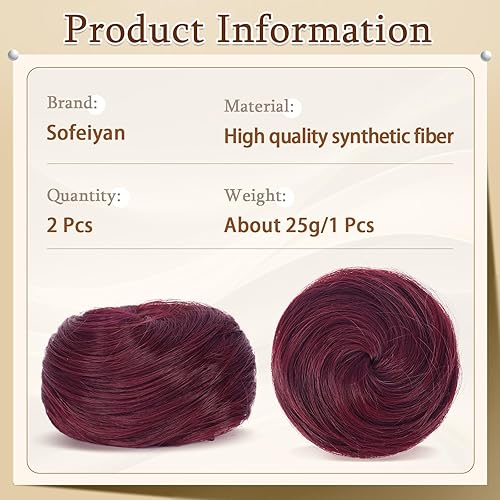 Miniatura 57 de SOFEIYAN 2PCS Messy Bun Hair Piece Wavy Curly Chignon Extension Mini Messy Hair Bun Scrunchies Synthetic Donut Wig Accessory Updo Space Bun Hair