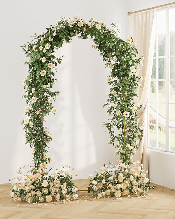 AEPOALUA Wedding Arch, Metal Arch Backdrop Stand, Garden Arch, Gold, 7.2FT by AEPOALUA - Used condition - Image 2
