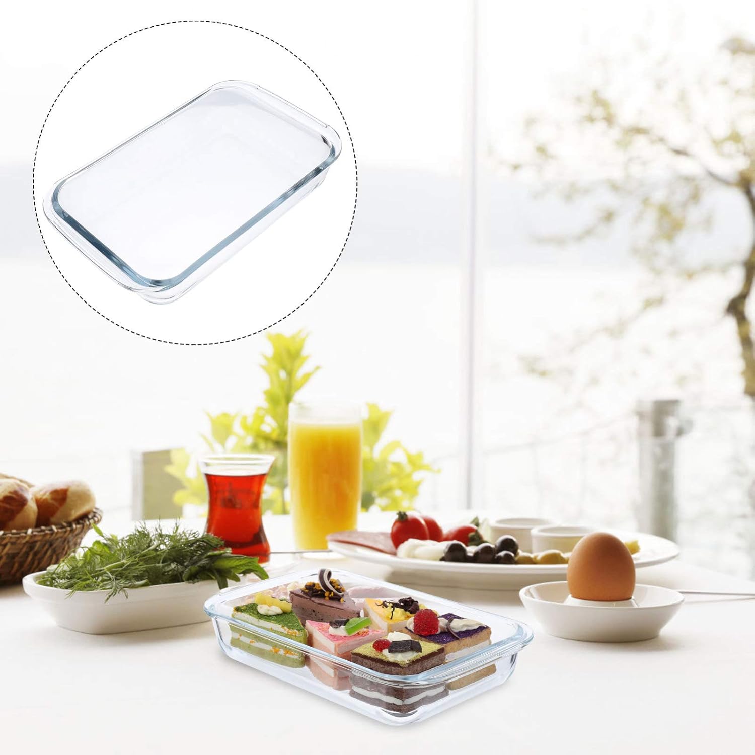 BESTonZON Casserole Square Pan Tempered Baking Dessert Cooking Small Rice Tray Heating Pans Food -resistant Tableware Pie Transparent for Baked Plate Lasagna Rectangular Useful