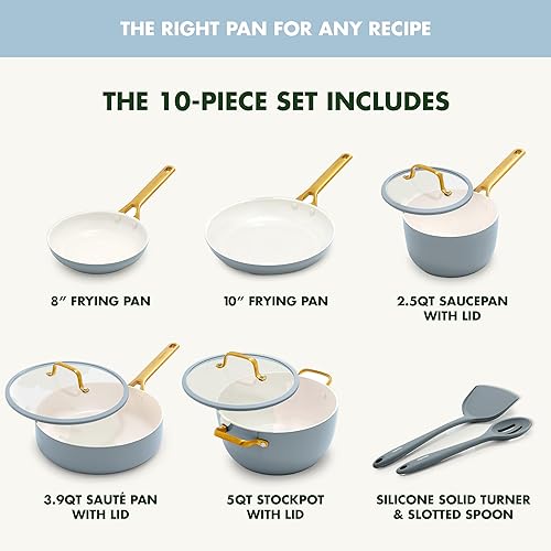 Miniatura 3 de GreenPan Juego de utensilios de cocina antiadherentes Reserve Pro de 10 piezas, cerámica certificada NSF, juego de ollas y sartenes con anodizado