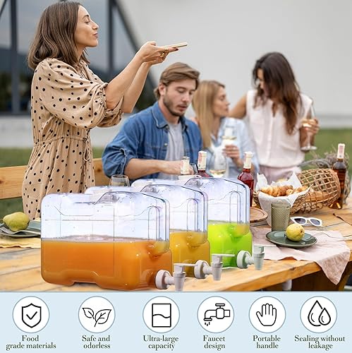 Miniatura 5 de Dispensador de bebidas para nevera, refrigerador, botella dispensadora de agua reutilizable de plástico con espita sin BPA para fiestas al aire