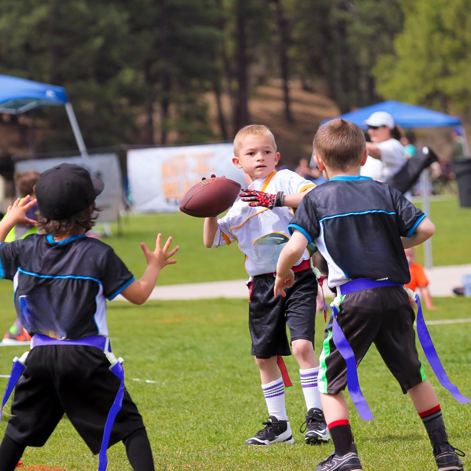 Peryiter 2/12/24/36 Player Flag Football Belt, Adjustable Football Belts and Flags for Kids Youth Adult Sport Team Training