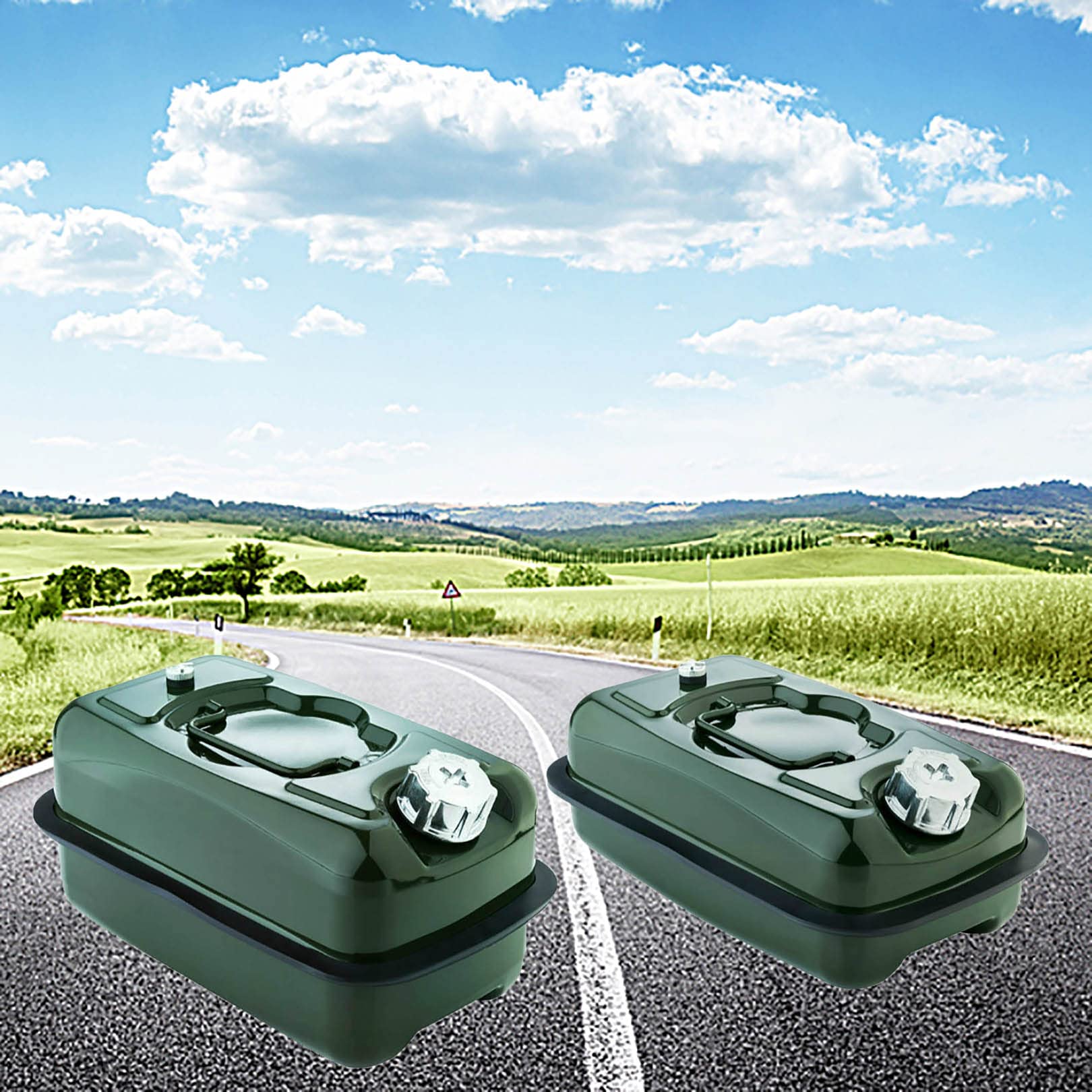 Bidon de Carburant pour Voiture, Essence, Diesel, réservoir avec réservoir d'équipement à Bec Flexible. Expédition de tôles laminées à Froid (Vert armée)