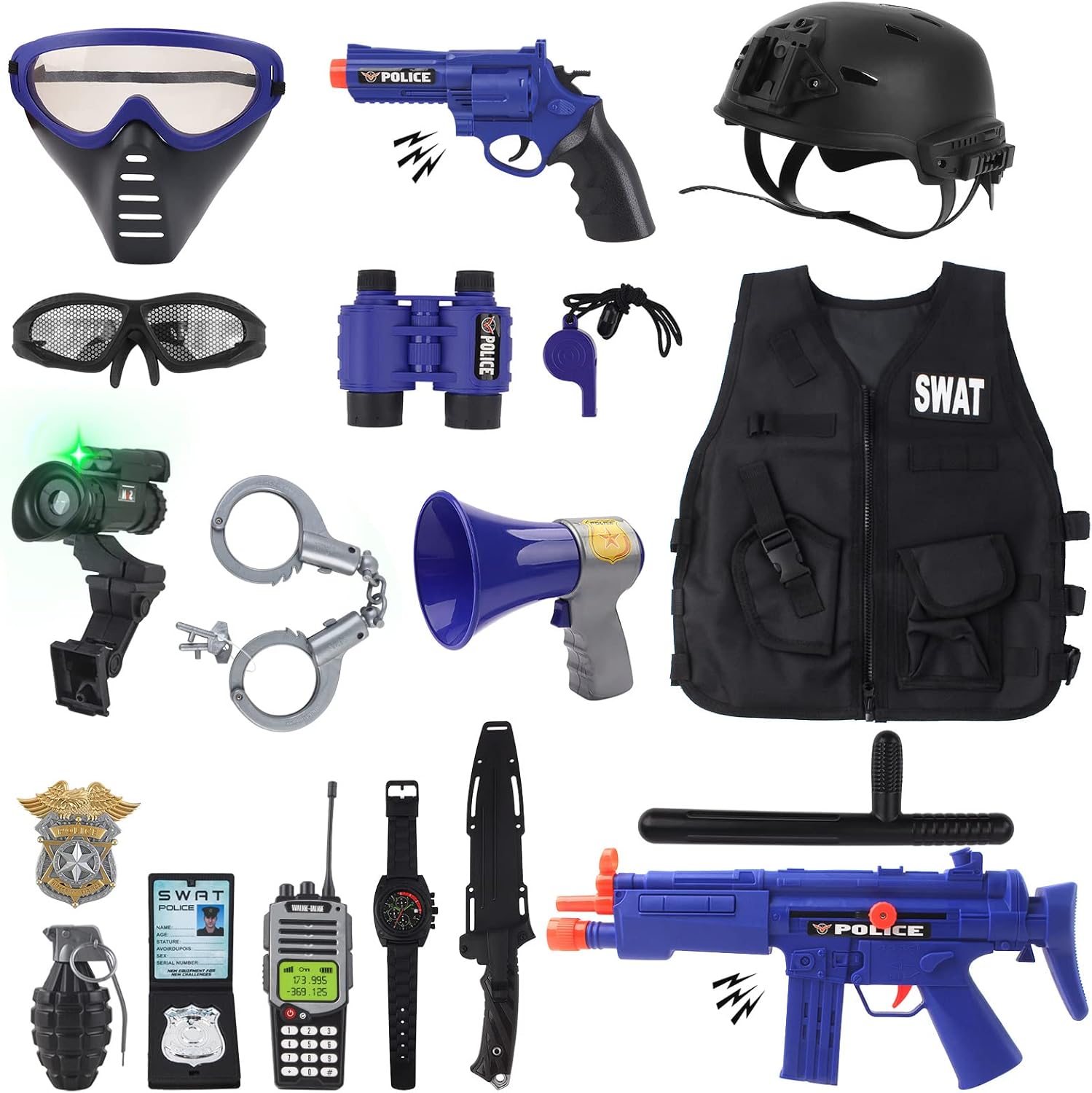 Makone Polizei Kostüm Set - Mit Mütze, Sonnenbrille & Handschellen