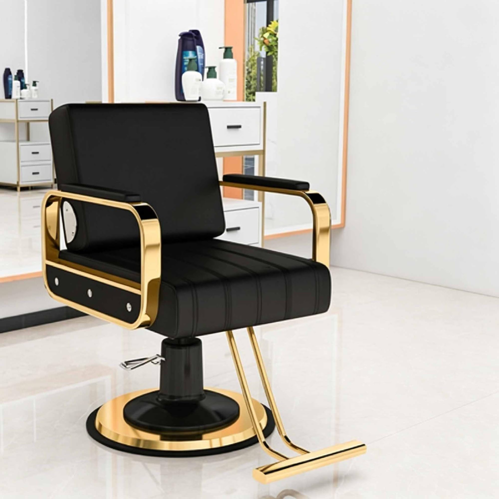 Generisch Friseurstühle, professioneller Friseursalonstuhl, 360° drehbar, höhenverstellbarer Friseurstuhl für Friseursalons, Tattoo-Studios, Kosmetikstudios, langlebiges und stilvolles Design (A)