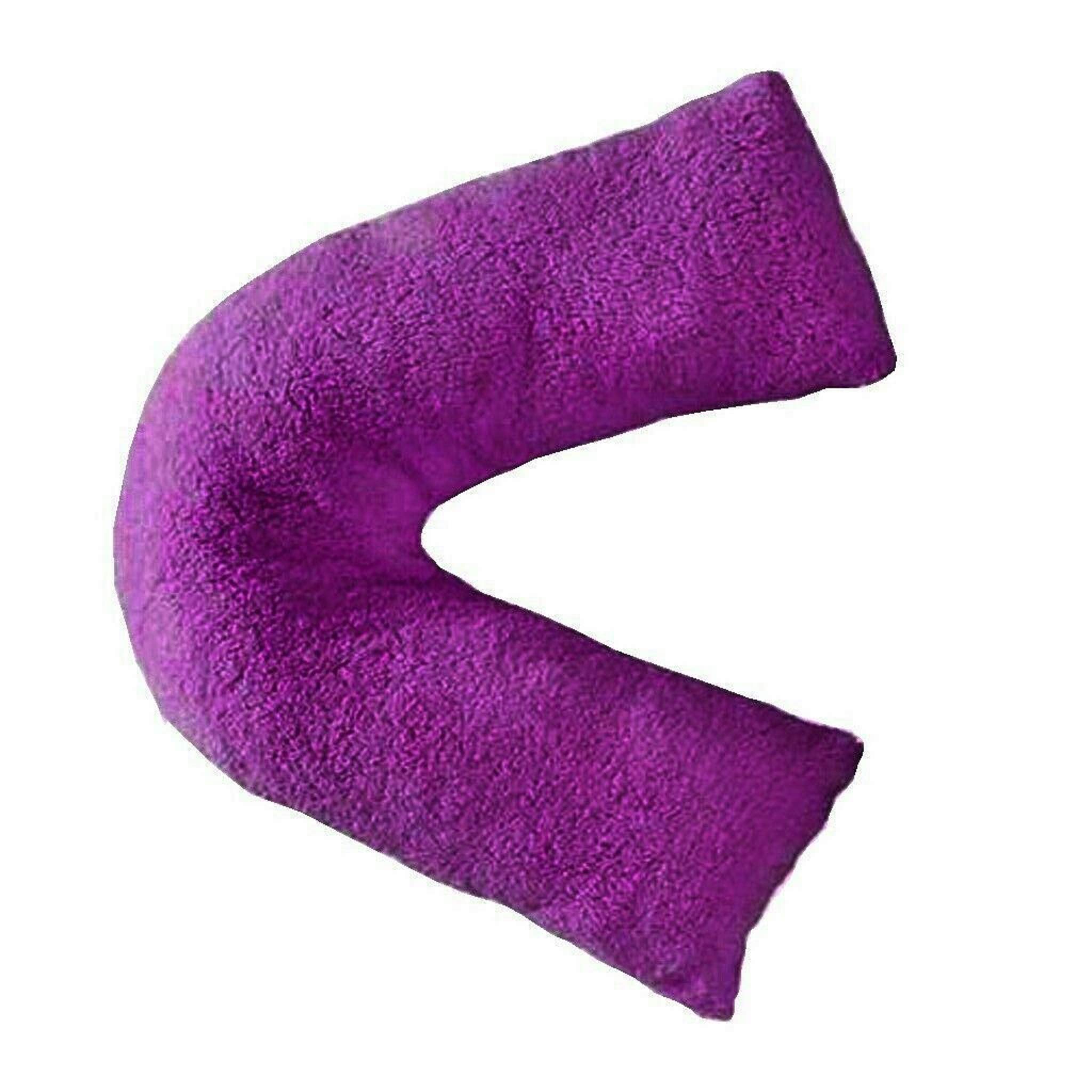 NIGHTZONE Teddy bear V Shaped complete pillow or Case for support Maternity, Neck, Back, Soft Warm Plush Cosy Fleece Cover (Teddy V Pillow Plum/Purple, Case Only)
