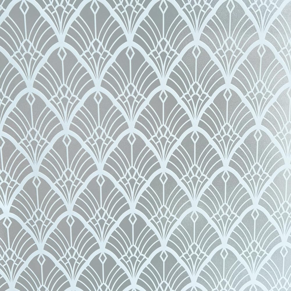 Window Privacy Film White Shell Glass Window Clings Tinting Door Covering Stickers,Non-Adhesive Anti UV Removable Heat Blocking for Home and Office,35x78.7 in.