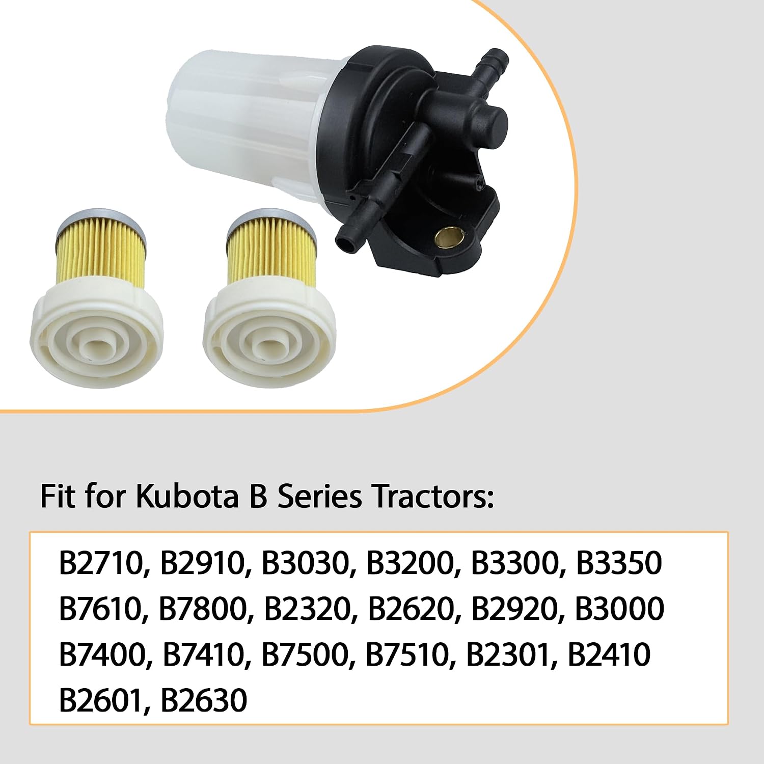 Fuel Filter Valve Assembly with O-Rings, Compatible with Kubota L B M Series RTV Tractor, Replaces 6A320-58862 6A320-58830 6A320-59930 PF9911 33830