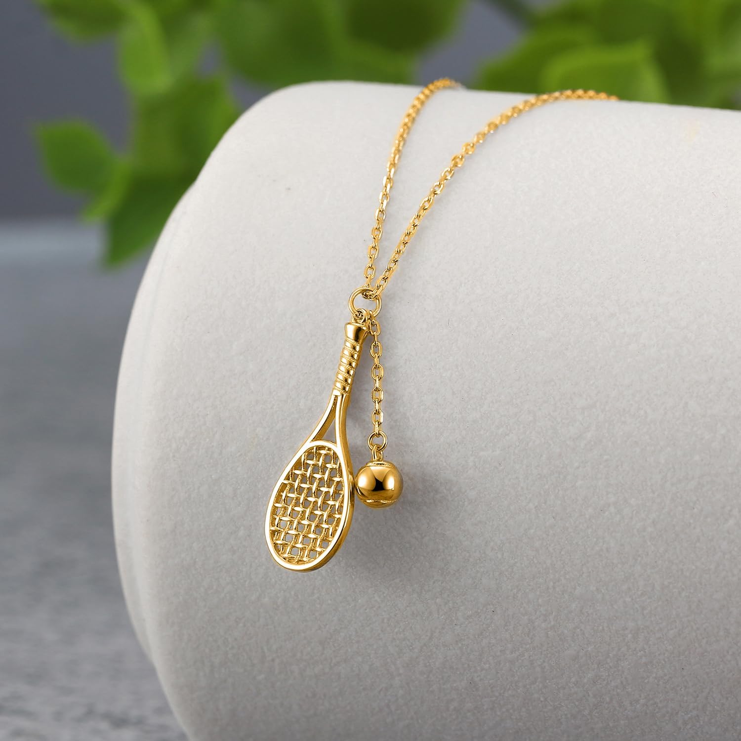 Lovematch Tennis Racket and Ball Necklace - 18k Gold Necklace for Women | Gift for Her, Present For Birthday, Valentine's day, Wedding Anniversary and Christmas Gifts for Tennis Lovers