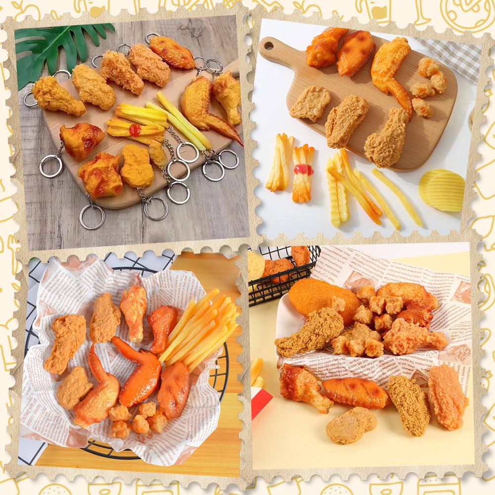 SUNNYCLUE 10 pièce de Faux Poulet Frit Artificiel Modèle de Frites Artificielles Nuggets de Poulet Frit en Plastique Fausses Frites Accessoire de Décoration pour la Maison la Cuisine les Fêtes et la P